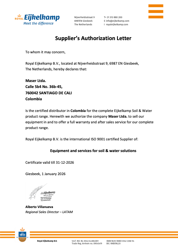 Carta de Autorización Maser - Royal Eijkelkamp 2026