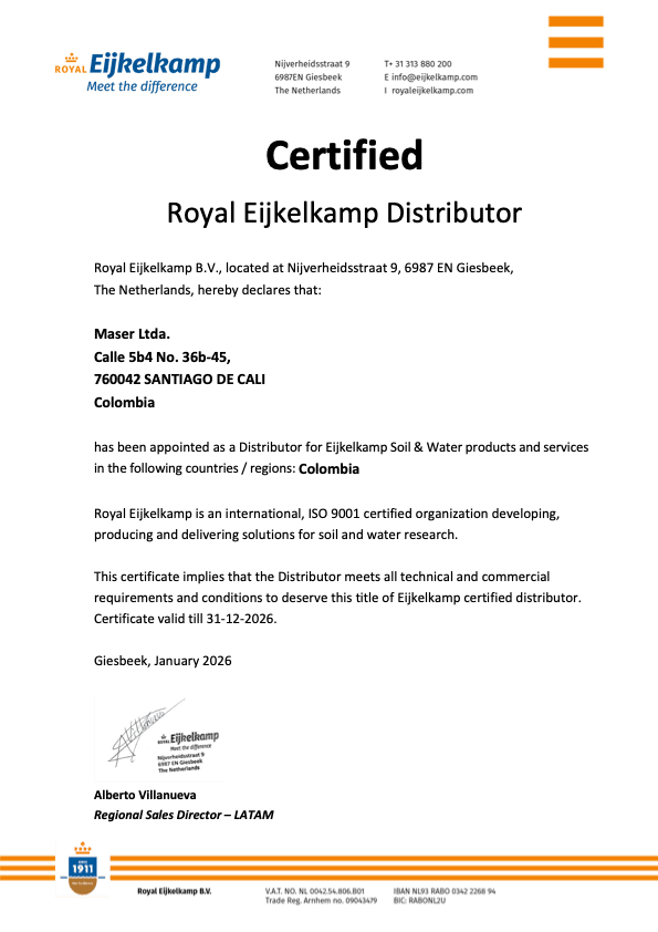 Certificado de Distribuidor Maser - Royal Eijkelkamp 2026