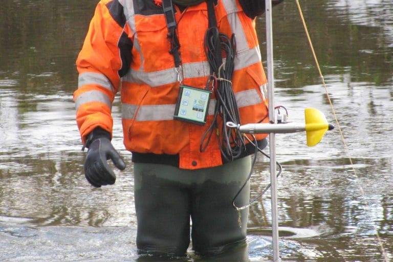 Molinete profesional medidor de caudal con hélice